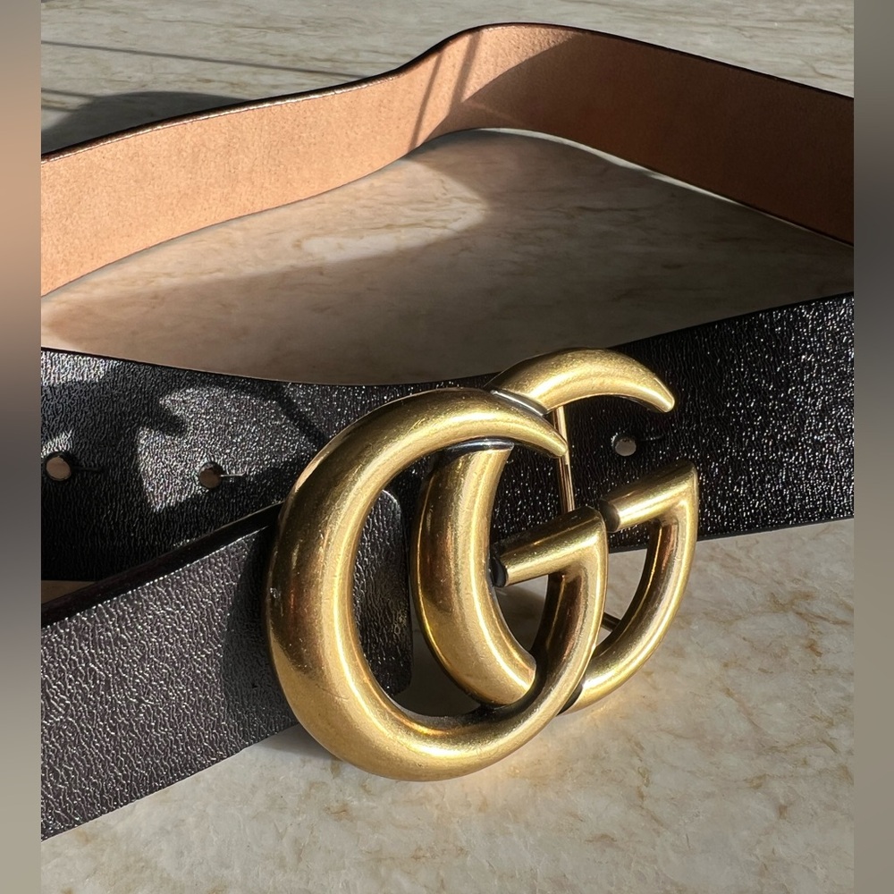 Faux Gucci Black and Gold Belt